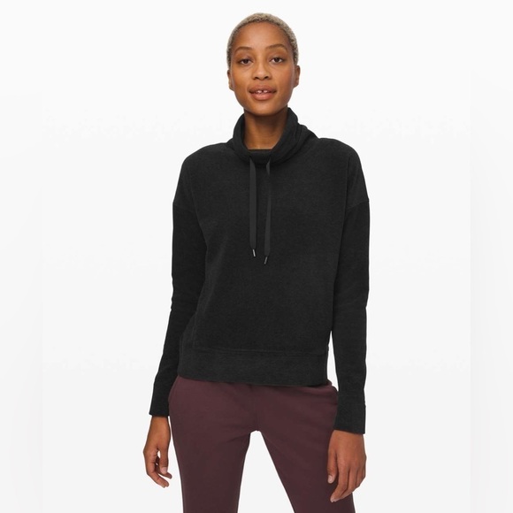 Lululemon | Go Forward Pullover Heathered Core Black Fleece Sweater Sz 2 Gym - Picture 1 of 15